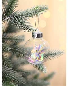 Ёлочные игрушки «Льдинка - серпантин», шары новогодние, d=6 см, набор 6 шт., прозрачный Зимнее волшебство