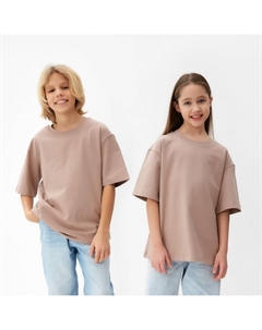Футболка детская однотонная : Basic line, бежевая, рост 158 см Minaku