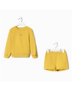Костюм детский (свитшот, шорты), жёлтый, рост 122 см Minaku