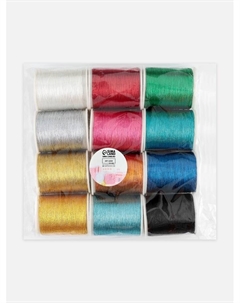 Нитки металлизированные, 91±1 м, набор 12 шт., разноцветные Арт узор
