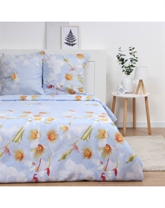 Постельное бельё 2-спальное «Павлайн. Цветение на голубом», полисатин Павлина