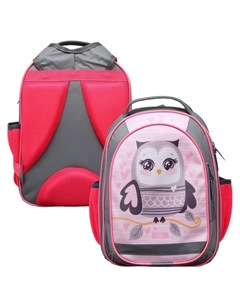 Рюкзак школьный, 37×27×16 см, эргономичная спинка, Б «Совушка», серый/розовый Calligrata