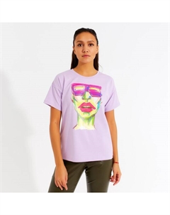 Футболка женская Girl, лиловая, размер 52 Minaku