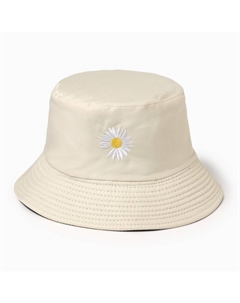 Панама женская двусторонняя «Ромашка» цвет бежевый, размер 56-58 Minaku