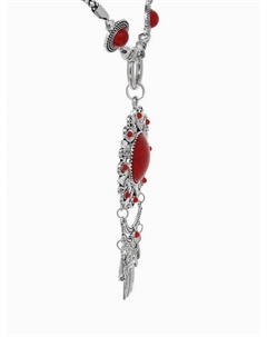 Набор 2 предмета: серьги, колье «Индия», цвет красный в чернёном серебре, 50 см Qf