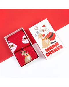 Набор новогодних женских носков "Санта" р. 36-39 (23-25 см), 2 пары Kaftan