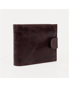 Портмоне мужское на кнопке, для купюр, для карт, для монет, цвет коричневый Кайман