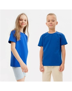 Футболка детская однотонная : Basic line, синяя, рост 128 см Minaku
