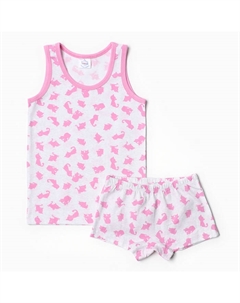 Комплект для девочки (майка, трусы), цвет серый меланж/котики, рост 110 см Bonito