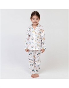 Пижама детская (рубашка, брюки) "Радуга" р. 110-116, белый Kaftan