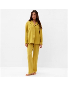 Пижама женская (рубашка, брюки) Basic, размер 52-54, охра Kaftan