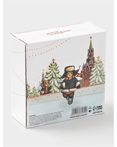 Салатник новогодний «Московский мишка», 580 мл, 15.5×6 см, фарфор, белый Доляна