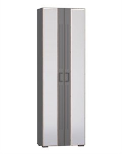 Шкаф в прихожую «ДУЭТ», с полками, c штангой, 700×380×2200 мм, цвет графит/дуб крафт табачный/МДФ графит Гранд кволити