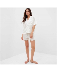 Пижама женская (рубашка и шорты) Silk, размер 40-42, белый Kaftan