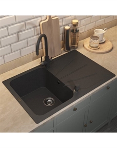 Кухонная мойка кварцевая Uperwood Quartz UPd=04, прямоугольная, цвет 04 черная