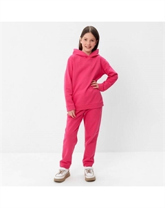 Костюм для девочки (толстовка, брюки) с НАЧЁСОМ, цвет фуксия, рост 122 см Юниор текстиль
