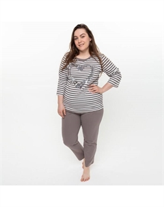 Комплект женский (лонгслив, брюки), цвет коричневый, размер 54 Интертекстиль