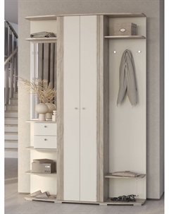 Прихожая «ВИЗИТ», 1450×355×2200 мм, цвет дуб крафт серый/крем/МДФ крафт серый Гранд кволити