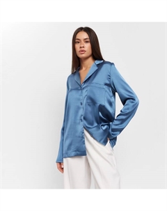 Блуза женская шелковая : Classic Collection, размер 42, синяя Mist