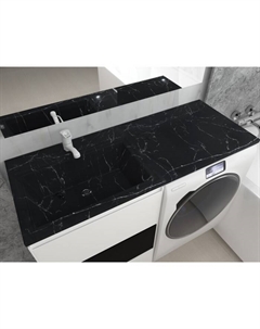 Раковина над стиральной машиной Uperwood Марсал 120 см, левая, черный мрамор