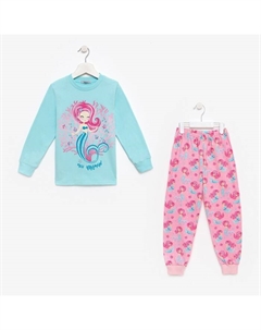 Пижама для девочки, цвет розовый/мятный, рост 86-92 см Luneva