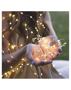 Гирлянда «Мишура» 5 м роса, IP20, серебристая нить, 100 LED, свечение тёплое белое, USB Luazon lighting