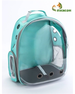 Рюкзак для переноски животных прозрачный, 31×28×42 см, бирюзовый Пижон