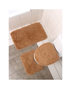 Коврики для ванной и туалета «Плюшевый», 3 шт.: 34×40, 40×50, 50×80 см, бежевые Доляна