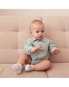 Боди-рубашка для мальчика, серо-зелёное, рост 68-74 см Minaku