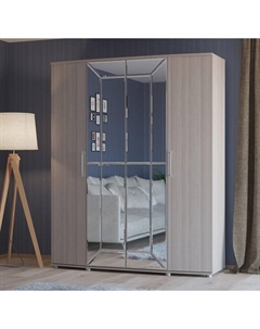 Шкаф 4-х дверный «Амели», 1805×590×2220 мм, зеркало, цвет ясень шимо светлый Гранд кволити