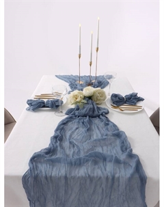 Дорожка на стол «», 90×300 см, голубая, 100% п/э Этель