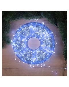 Гирлянда «Мишура» 50 м роса, IP44, серебристая нить, 1500 LED, 8 режимов, свечение белое, 36 В Luazon lighting