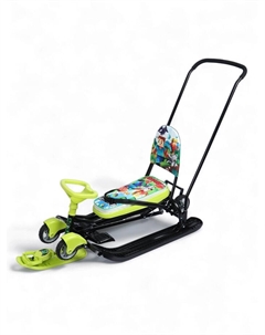 Снегокат «Пиксели», с родительской ручкой, со спинкой, зелёный, ТС6-СЛ/ПК Snow cat
