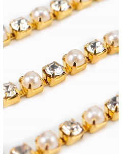 Цепь со стразами и жемчугом, металл, пластик, стекло, 2.5 мм, 9±1 м, цвет золотой Арт узор