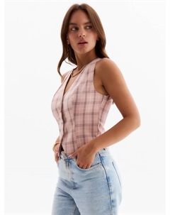 Жилет женский : Casual Collection, клетка розовый, размер 50 Minaku