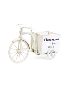Фигурное кашпо для цветов «Велосипед Flowerpot de Rose», 26×12×18 см, дерево, пластик, белое Take it easy