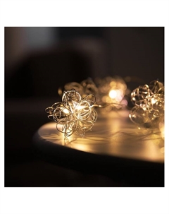 Гирлянда «Нить» роса 5 см, с насадками «Снежки», IP20, серебристая нить, 10 LED, батарейки ААх2 (не в комплекте), свечение тёплое белое Luazon lighting