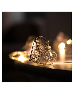 Гирлянда «Нить» роса 4.5×3 см, с насадками «Сердце», IP20, серебристая нить, 10 LED, батарейки ААх2 (не в комплекте), свечение тёплое белое Luazon lighting