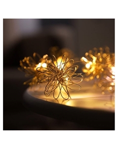 Гирлянда «Нить» роса 5 см, с насадками «Вспышка», IP20, серебристая нить, 10 LED, батарейки ААх2 (не в комплекте), свечение тёплое белое Luazon lighting