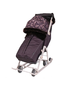 Санки - коляска «Ника Детям 7-5H», чехол для ног, муфта, сумка, шоколадный Nika kids
