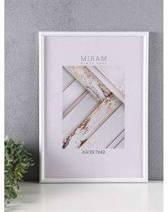Фоторамка для фото 29.7×42 см (А3) «МИРАМ», пластик, белый, (пластиковый экран) Miram