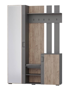 Прихожая «ДУЭТ», 1490×380×2200 мм, цвет графит/дуб крафт табачный/МДФ графит Гранд кволити