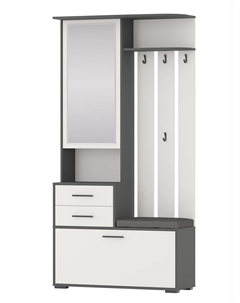 Прихожая «ДОМИНО», с вешалкой, 1000×360×2020 мм, цвет графит/белый Гранд кволити