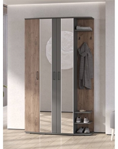 Прихожая «ПАОЛА», 1194×371×2020 мм, цвет графит/дуб крафт табачный Гранд кволити