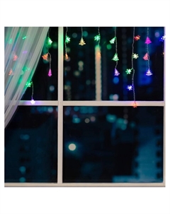 Гирлянда «Бахрома» 1.8×0.5 м с насадками «Ёлки и снежинки», IP20, прозрачная нить, 48 LED, свечение мульти (RG/RB), мигание, 220 В Luazon lighting