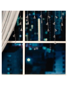 Гирлянда «Бахрома» 1.8×0.5 м с насадками «Ёлки», IP20, прозрачная нить, 48 LED, свечение мульти (RG/RB), мигание, 220 В Luazon lighting