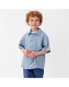 Рубашка для мальчика Linen, размер 34 (122-128 см), голубая Kaftan