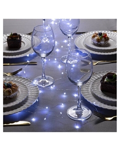 Гирлянда «Мишура» 5 м роса, IP20, серебристая нить, 100 LED, свечение белое, 12 В Luazon lighting