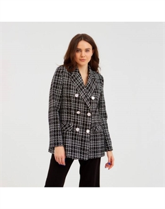 Пиджак женский твидовый двубортный, размер 44, чёрный Mist