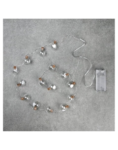 Гирлянда «Нить» 1.6 м с насадками «Шарики с ёлочкой», IP20, серебристая нить, 15 LED, батарейки ААх2 (нет в комплекте), свечение белое Luazon lighting